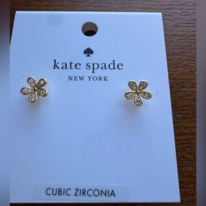 Kate Spade New York Clear/Gold Gleaming Garden Stud Earrings-NWT